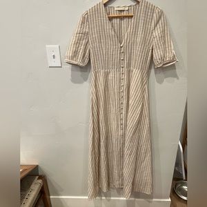 Linen midi striped dress